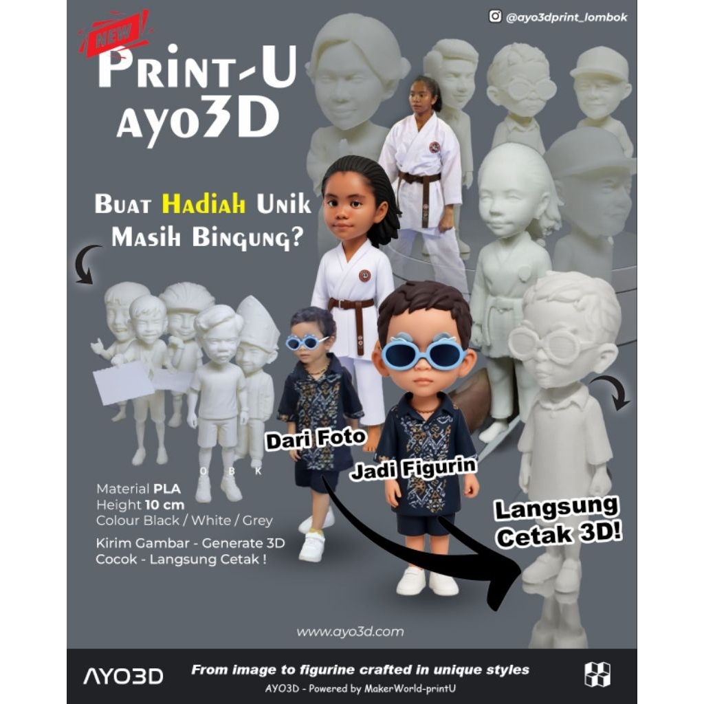 Figurin 3D Custom dari Foto – Kado Unik AYO3D (Print-U)