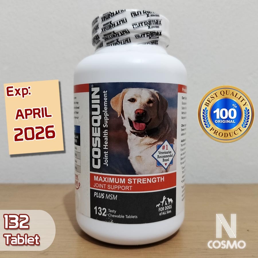 Nutramax Cosequin Joint Health Supplement Plus MSM for Dogs 132 Chewable Tablets Vitamin Tulang dan 