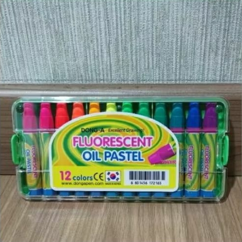 Crayon Oil paste Dong-A Fluorescent 12 warna ||Korea
