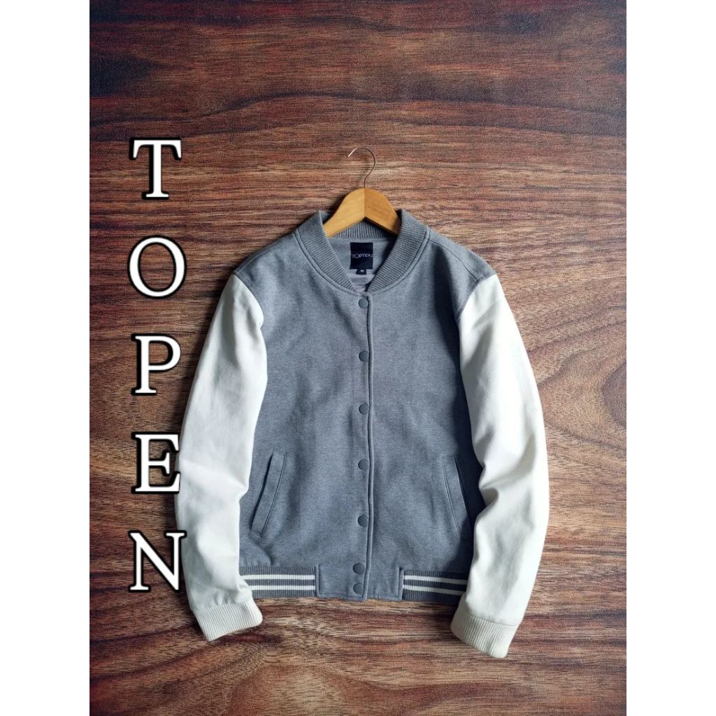 JAKET TOPTEN VARSITY DALEMAN INER SNAP BUTOON BESI PRIA/UNISEX BEKASPAKAI
