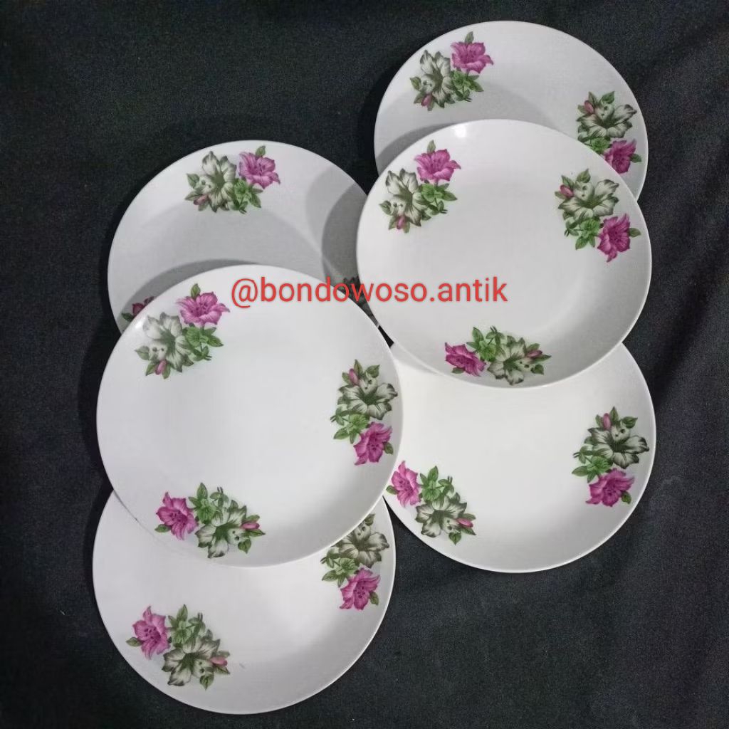 Piring Kue lawas motif Bunga Kangkung d16.5