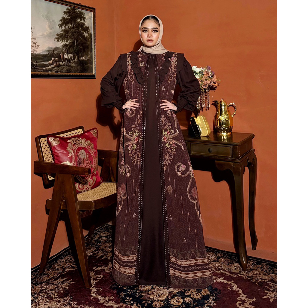 Luvita Dress Material Lady Zr Ceruty Tuan Putri Full Pattern Exlusive By Elly Arsy Only Gamis