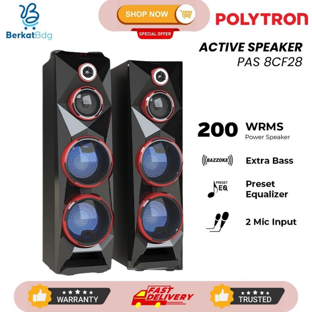 SPEAKER ACTIVE POLYTRON PAS8C28/ SPEAKER AKTIF POLYTRON PAS 8CF28 USB XBR BLUETOOTH