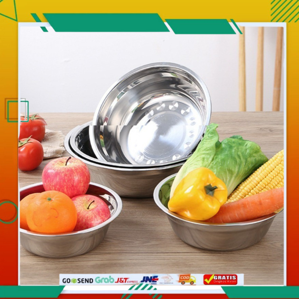 Baskom Stainless Steel Mangkok Wadah Sayur - Wadah Stainless Serbaguna - Bak Stainless