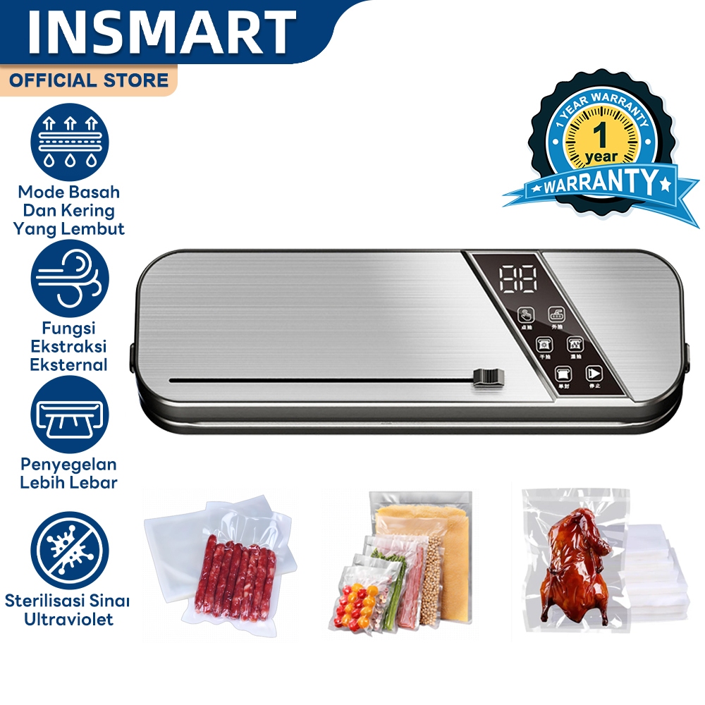 INSMART Mesin Penyegel Dan Pengawetan Makanan Vakum, Mesin Penyegel Plastik Kemasan Kering Dan Basah