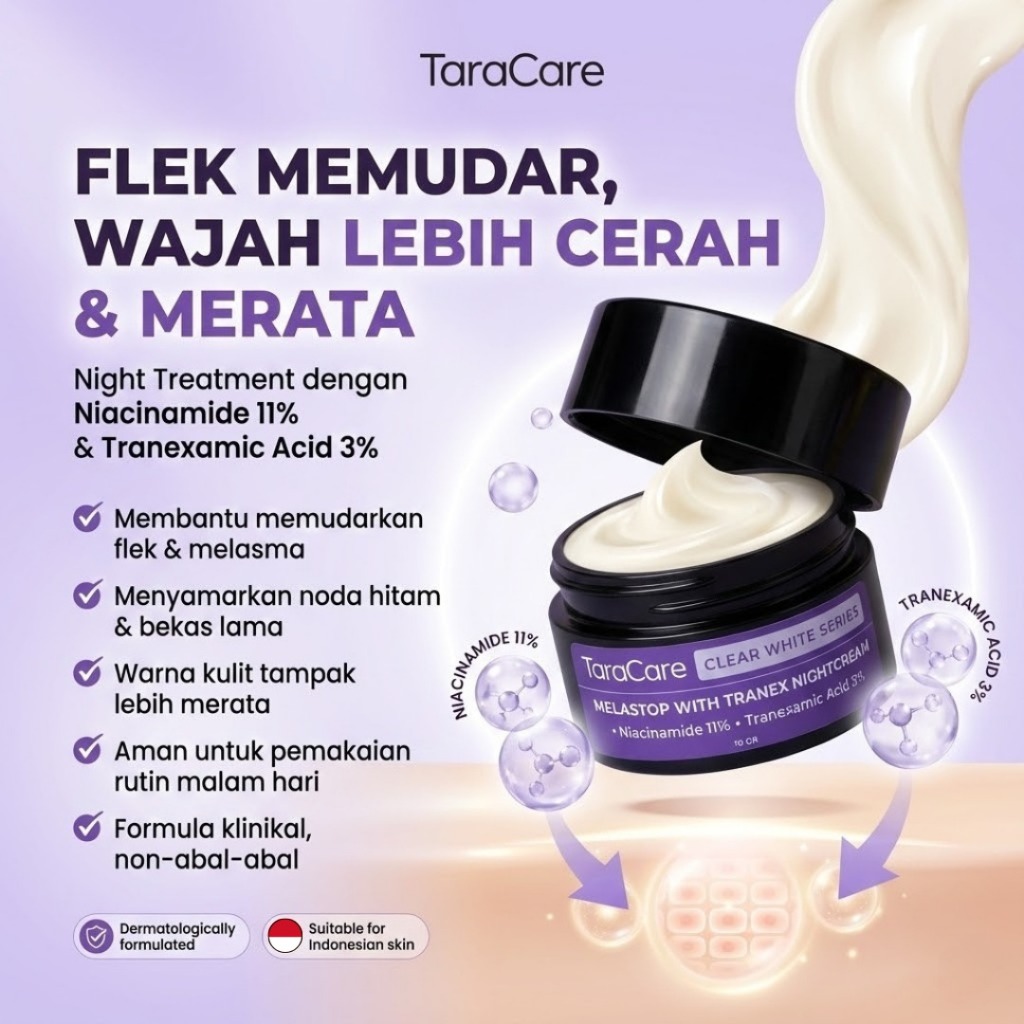 TARACARE Clear White – Melastop With Tranex Night Cream