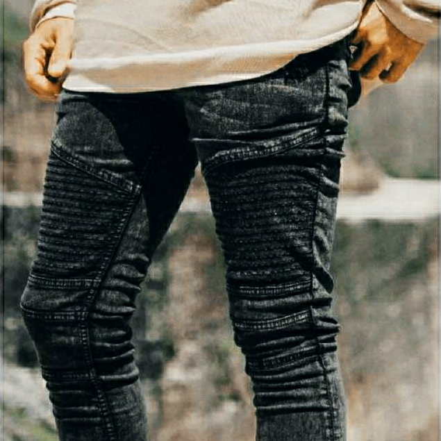 Celana Jeans Pria Ripped Bikers Skinny - Celana Jeans Bikers Pria Sobek Ripped