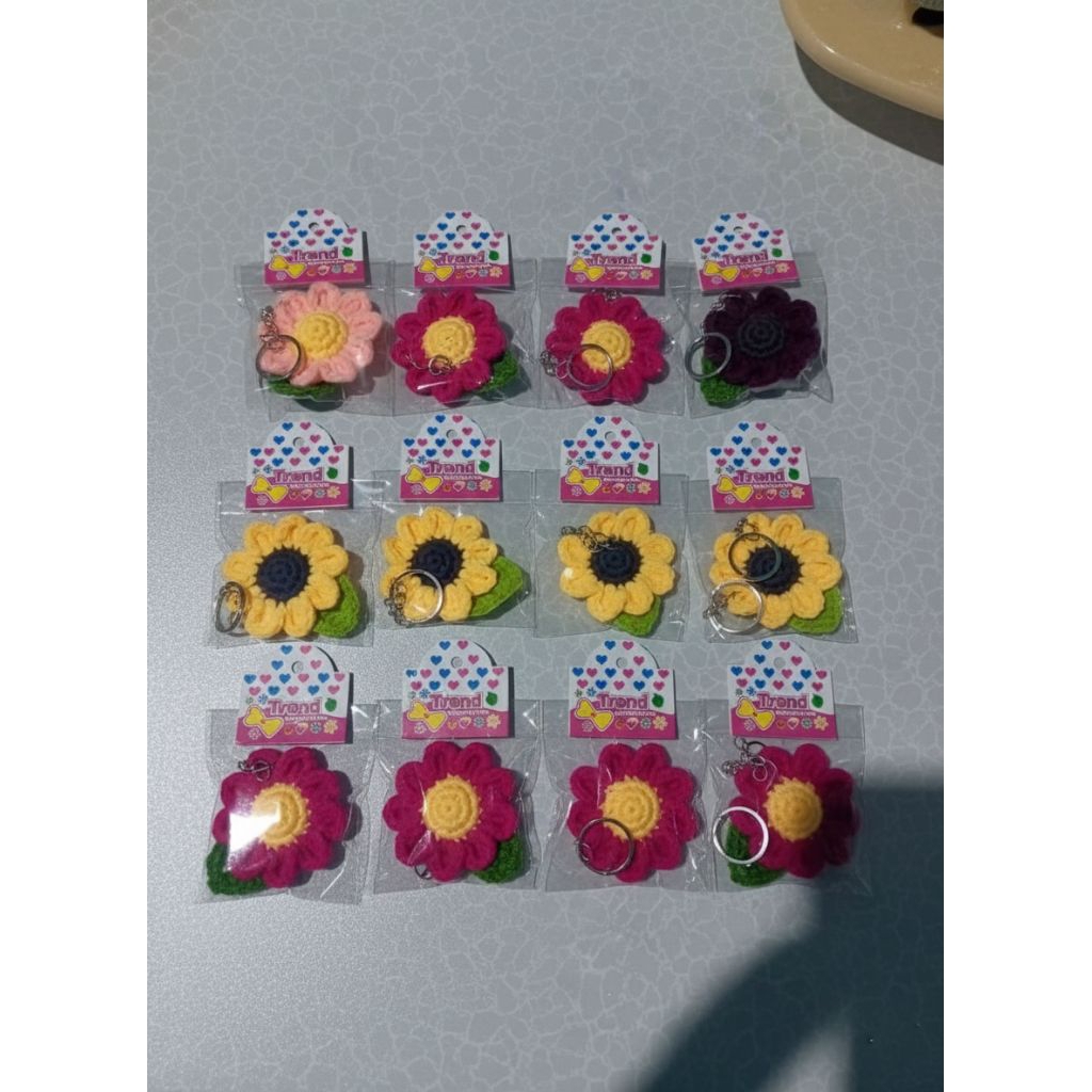 Gantungan Rajut Bunga Matahari/ganci rajut/bunga matahari/keychain