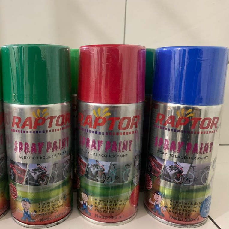 Cap Semprot Raptor 300ML / Cat Semprot Berkualitas Murah Instan Warna Standard dan Metallic