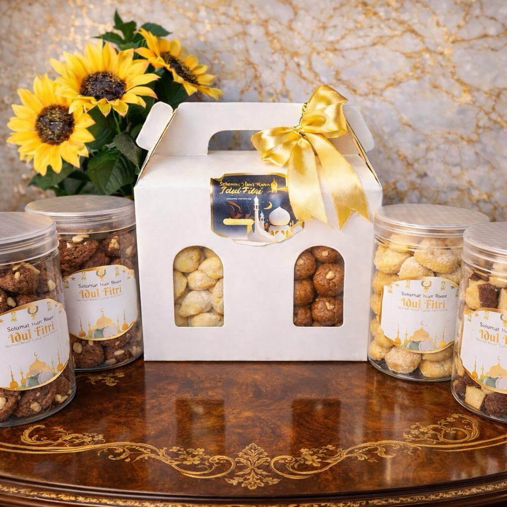 (FREE STIKER TOPLES & HANGTAG LEBARAN) (5 box) Dus Hampers muat 2 / 3 Toples Jar 600ml / 800ml Kotak