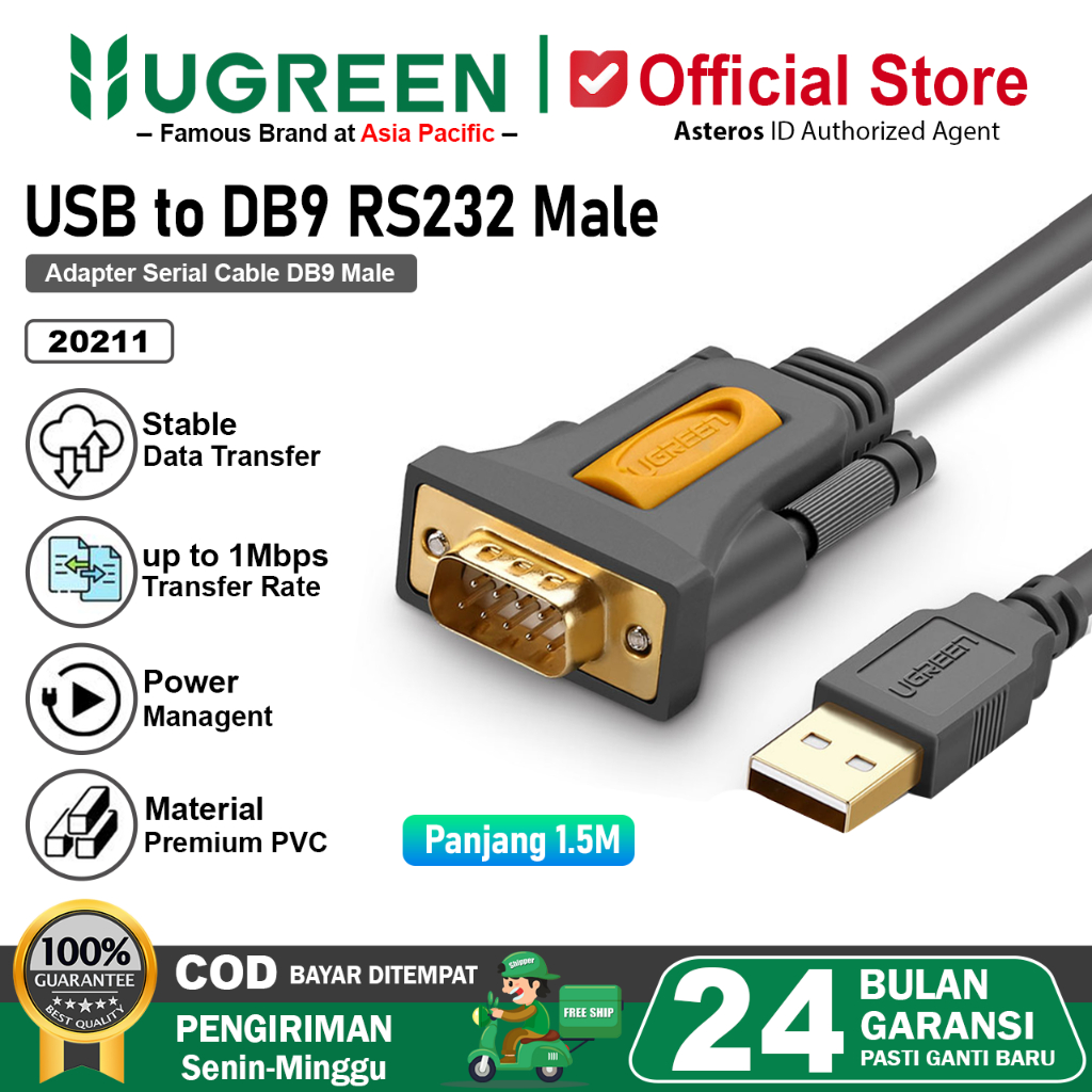 UGREEN Kabel USB to RS232 Male COM Serial PDA 9 DB9 Pin 20211