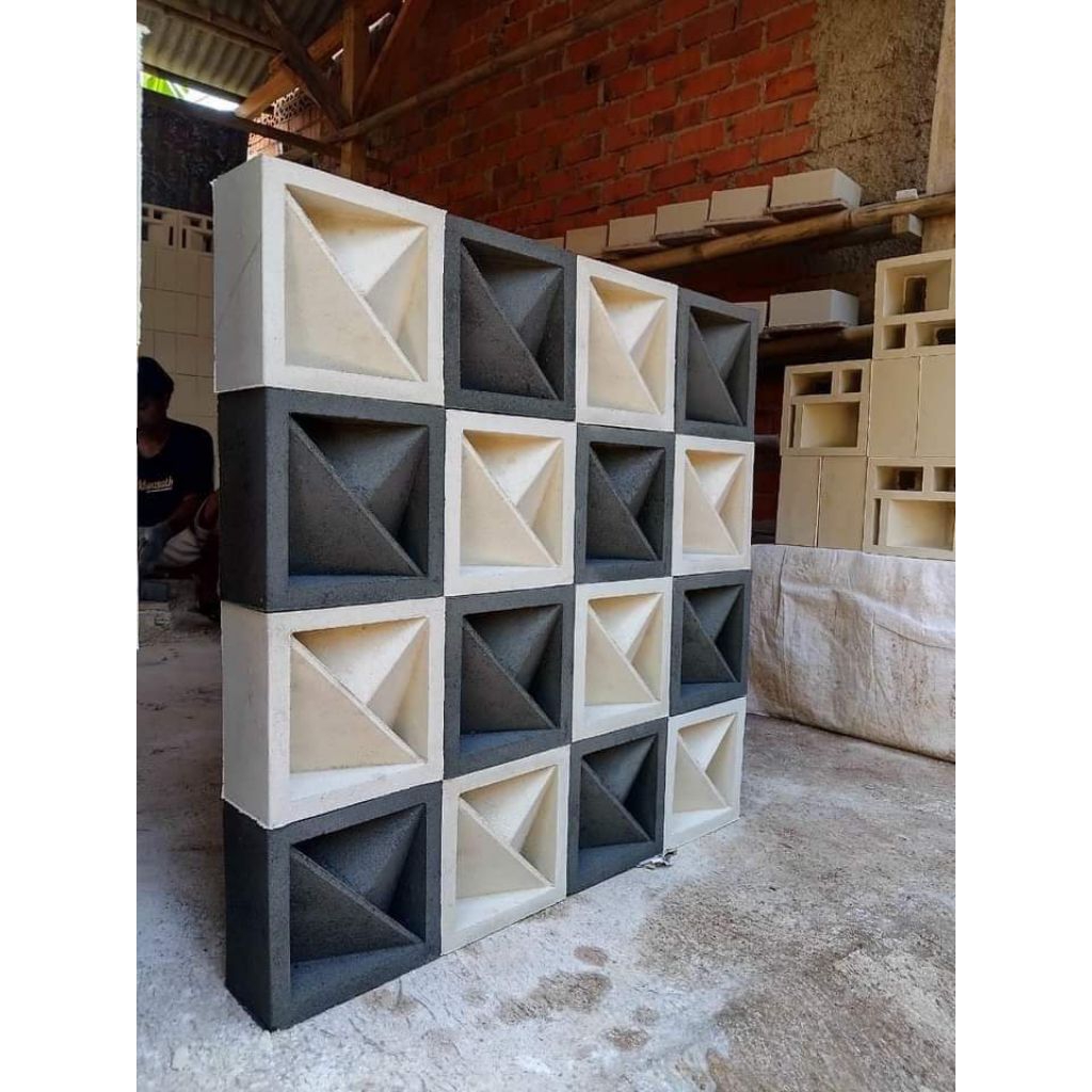 Roster Beton Minimalis, Loster Beton Lubang Angin, Ventilasi Udara, Motif Arrow 3D