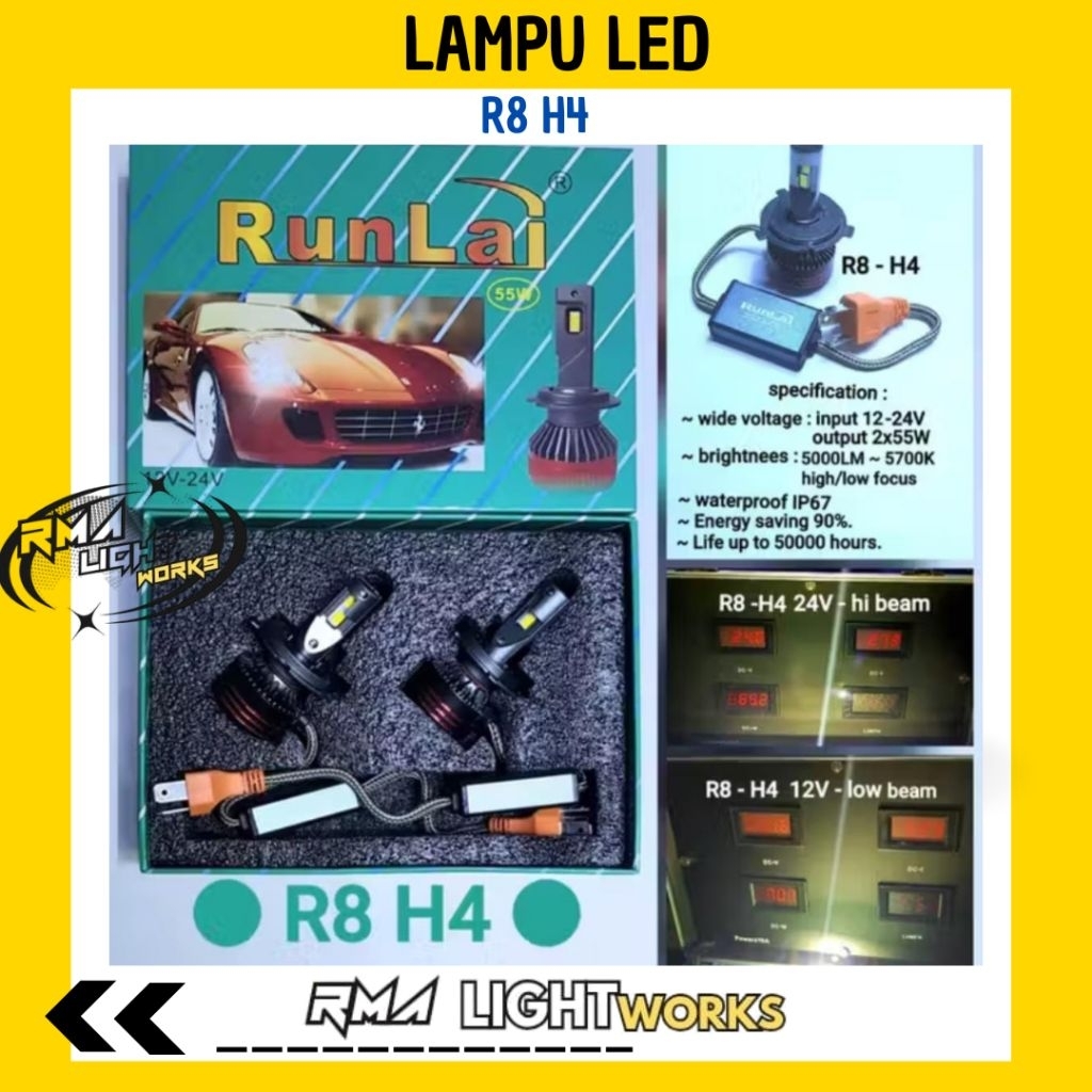Lampu LED R8 H4