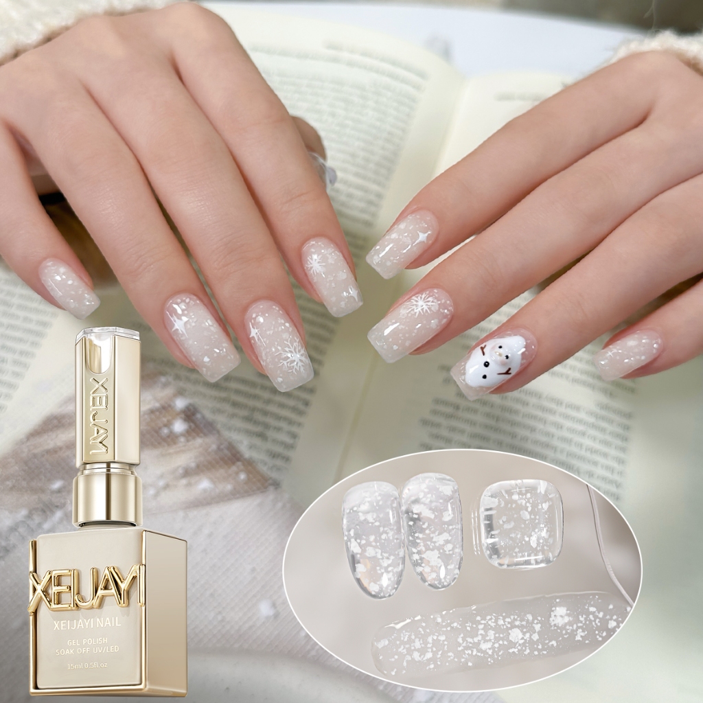 XEIJAYI 15ml Kuteks Gel Kuku Klasik Baru Warna Putih Cangkang Telur Puyuh, Tahan Lama dan Cocok untu