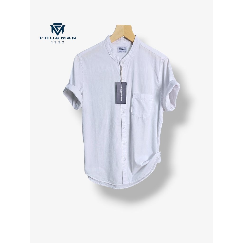 FOURMAN-Kameja Pendek Sanghai Putih | Kameja Pendek Pria Terbaru