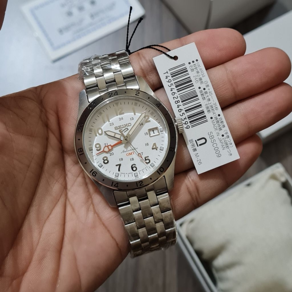 Seiko 5 Sports GMT SBSC009 JDM White Dial