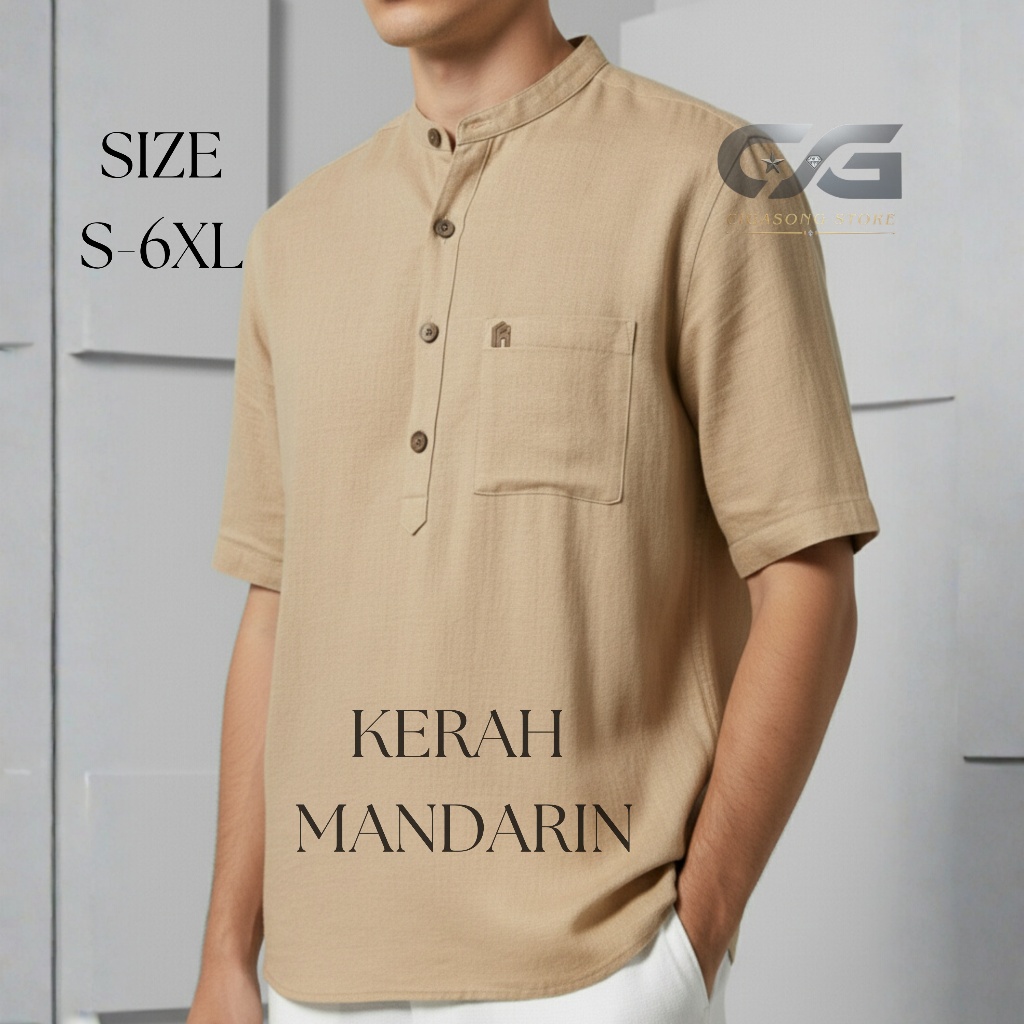 Kemeja Linen Pria Lengan Pendek, Atasan Linen Pria Tangan Pendek, Linen Big Size, Jumbo Men's Shirt
