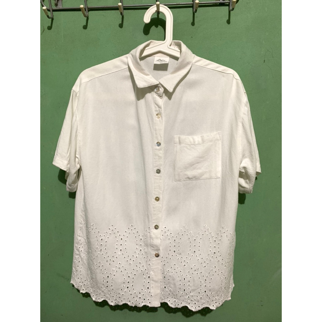 BLOUSE / KEMEJA PUTIH KATUN LINEN BORDIR