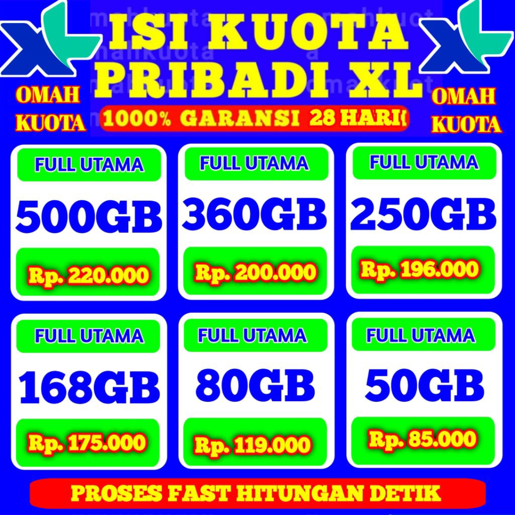SUPERPROMO KUOTA XL 270GB FULL INTERNET - 100GB KUOTA XL XTRA COMBO TERMURAH DAN TERCEPAT