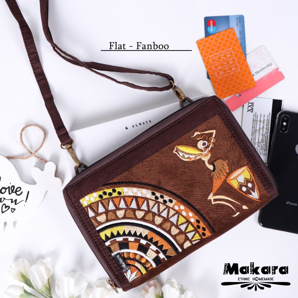 Makara Etnik Flat midili tas dompet selempang wanita