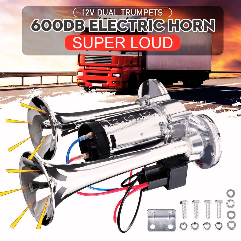 HX Original Klakson Terompet 12/24 Volt Tanpa Angin Truk Mobil Double Tube Horn Zinc Alloy 600dB