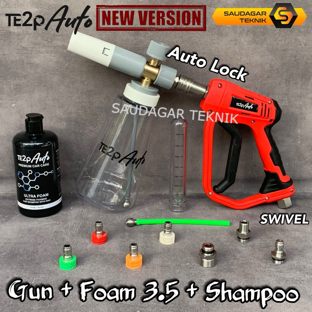 Te2p Auto Gun Jet Cleaner Foam Lance 3.5 2 Botol 1 Liter 35ml Nozzle Spray Quick Release Semprotan M