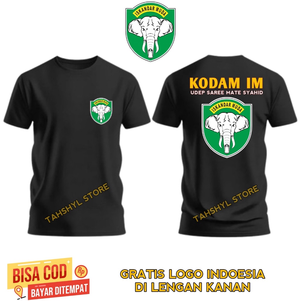 T shirt Kaos Distro Army Kodam Iskandar Muda Bahan Premium