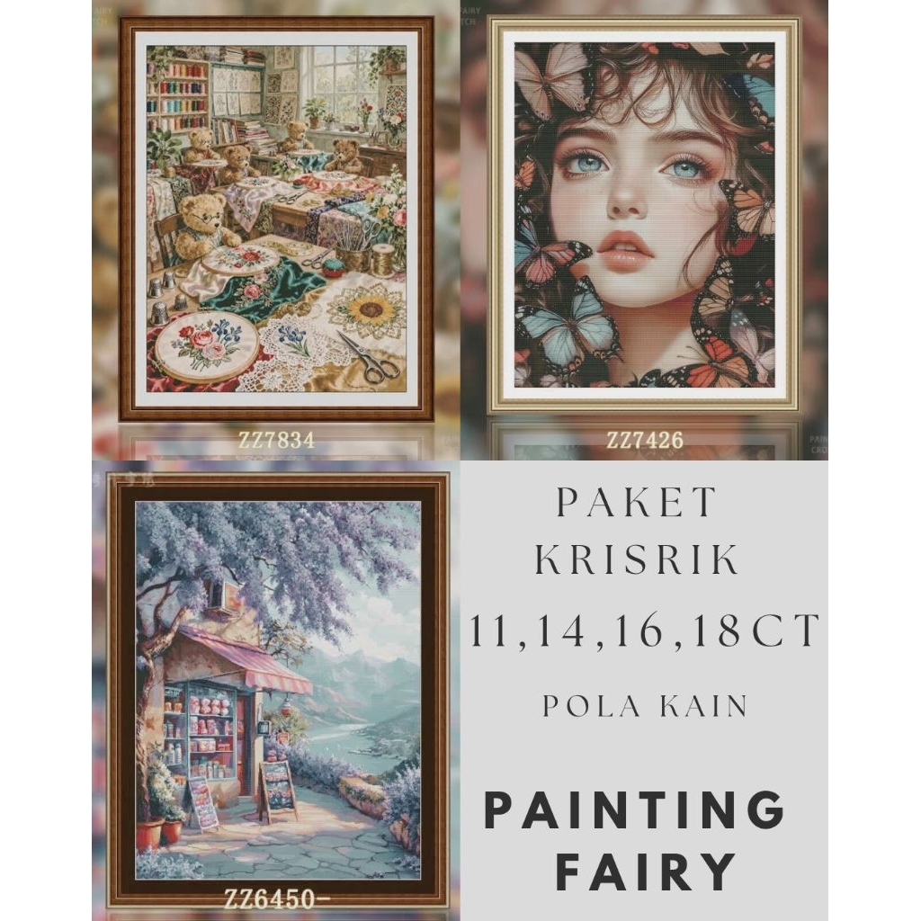 Paket Sulaman Kristik Cross Stitch Painting Fairy Pola Kain