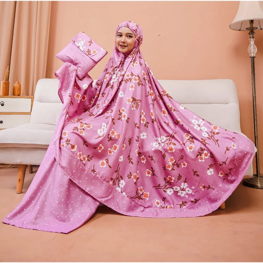 Promo Mukena Dewasa Bunga Bali Jumbo Motif Mawar Cantik Nyaman Adem Lembut