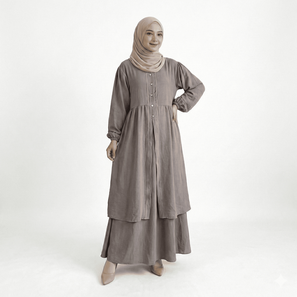 Asatisha - Set Tunik One Set Linen Baju Lebaran Busui Friendly Baju Malaysia Set Zahra