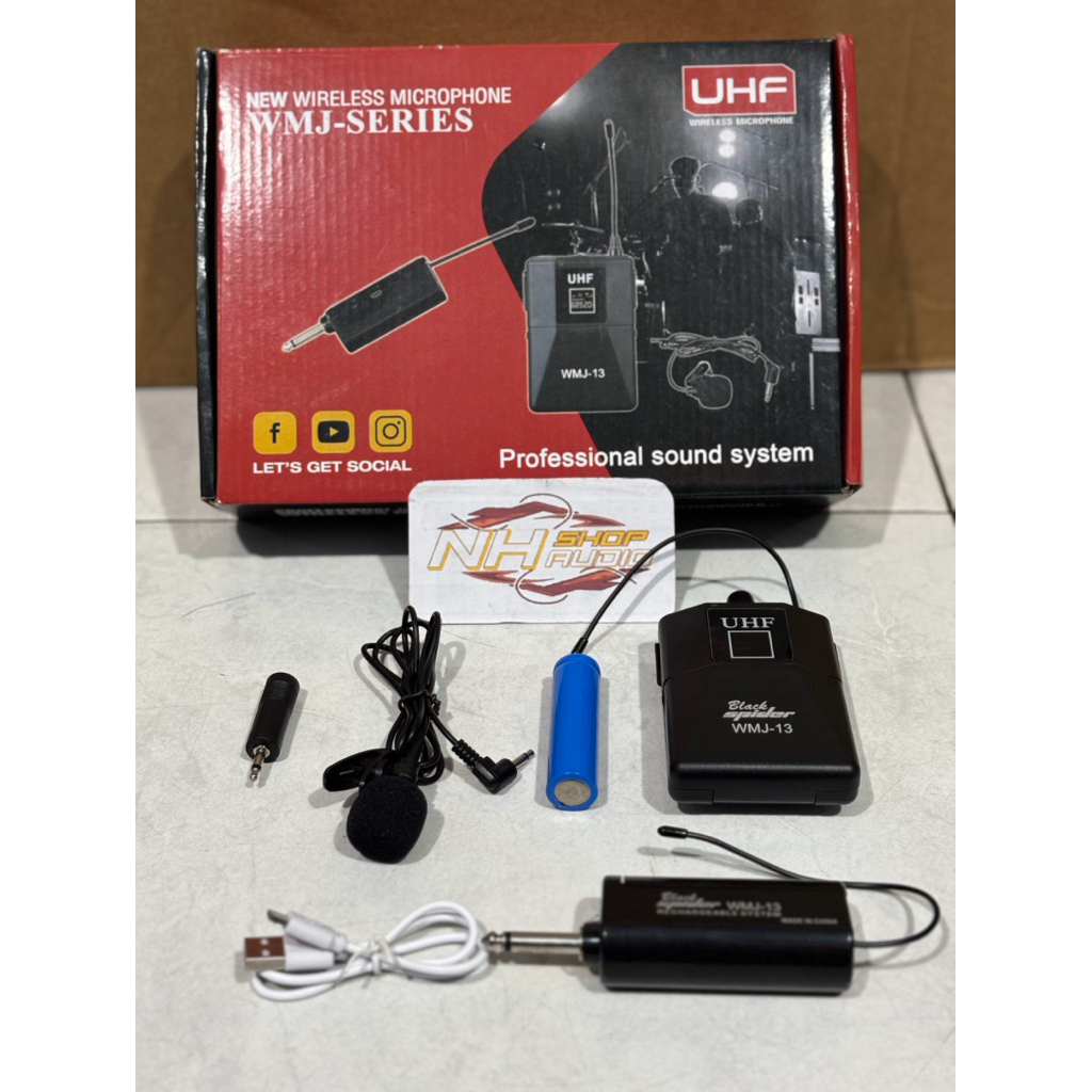 Mic Wireless Black Spider WMJ13 WMJ 13 Clip On Jepit Baju UHF Mik Imam Mic Jepit imam Mic klip on Mi