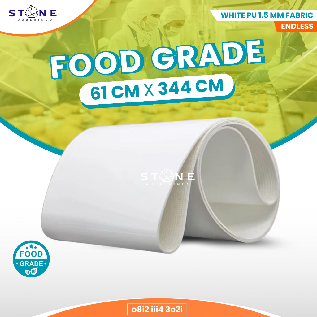 Conveyor Belt PVC Warna Putih 6 mm Motif Diamond Premium Endless Hot Press Mesin