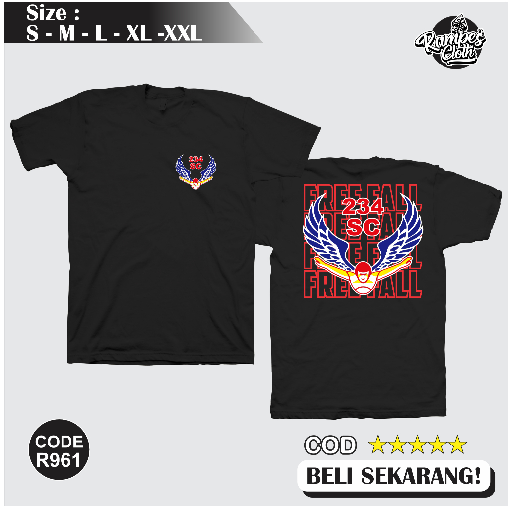 Kaos Distro SC 234 Free Fall - Kaos SC 234 - Kaos SC Cotton Combet 30s R961