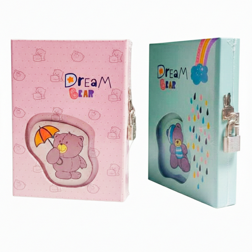 Buku Diary Dalam Box + gembok  - Motif lucu Note Book Notebook Buku Catatan Harian Diary Karakter