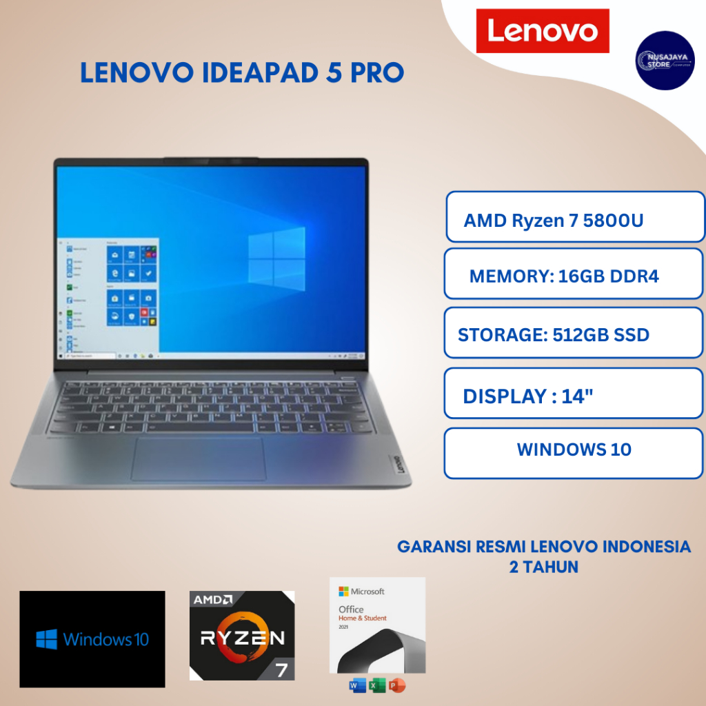 Lenovo IdeaPad 5 Pro Ryzen 7 5800U16GB 512GB SSD MX450 Win+OHS