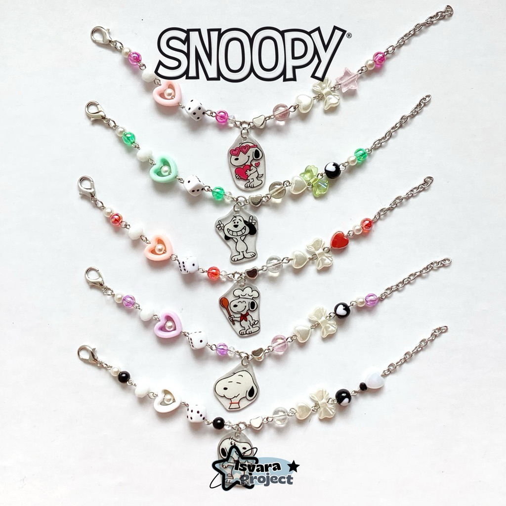GELANG CHARM SNOOPY PAPER SHRINK AESTHETIC Y2K GELANG MANIK MANIK BY ISVARA PROJECT
