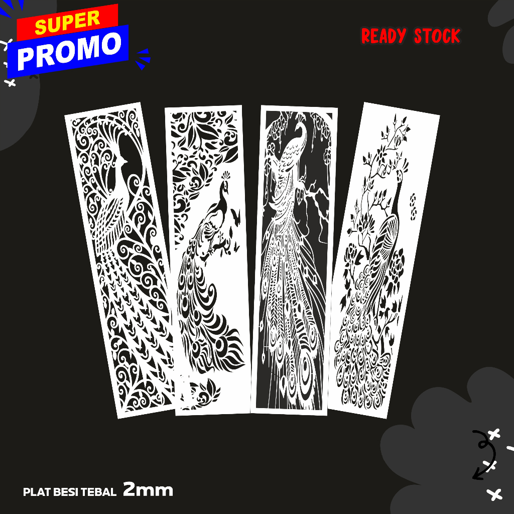 Laser Plat Pagar Merak, Ornamen Pagar, Krawangan, Plat Cnc, Plat Cutting, Laser Cutting Custom