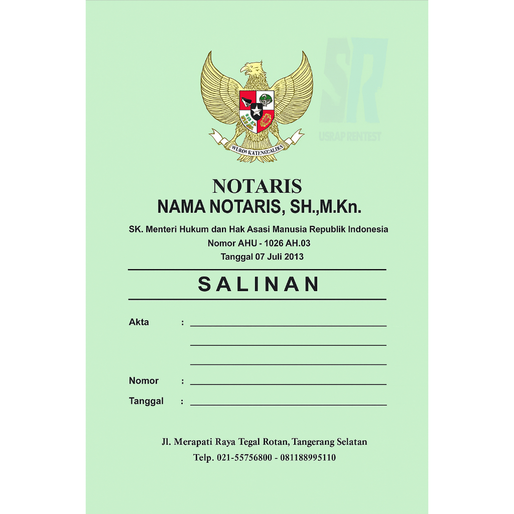 COVER AKTA NOTARIS GARUDA POLY EMAS /COVER AKTA SALINAN PPAT / MAP NOTARIS