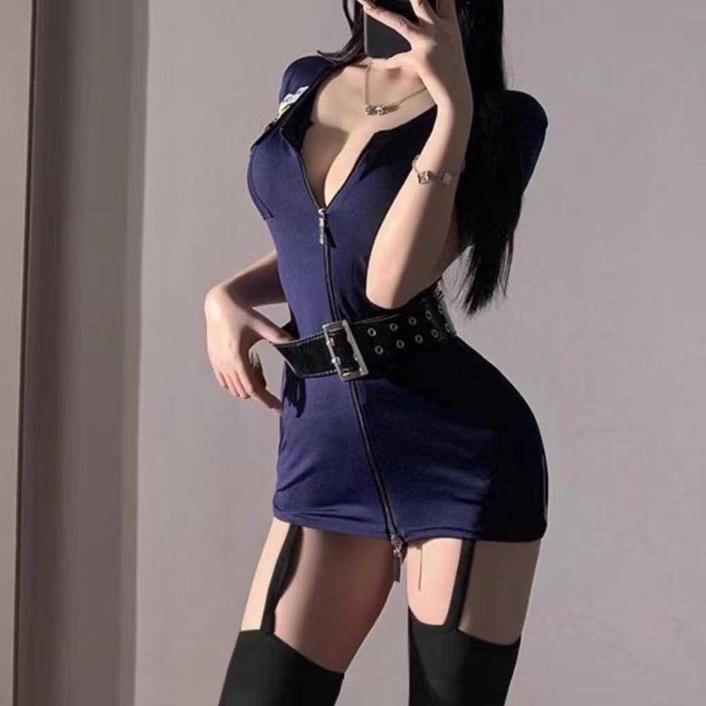 Lingerie Cosplay Police Wanita Sexy Spandeks
