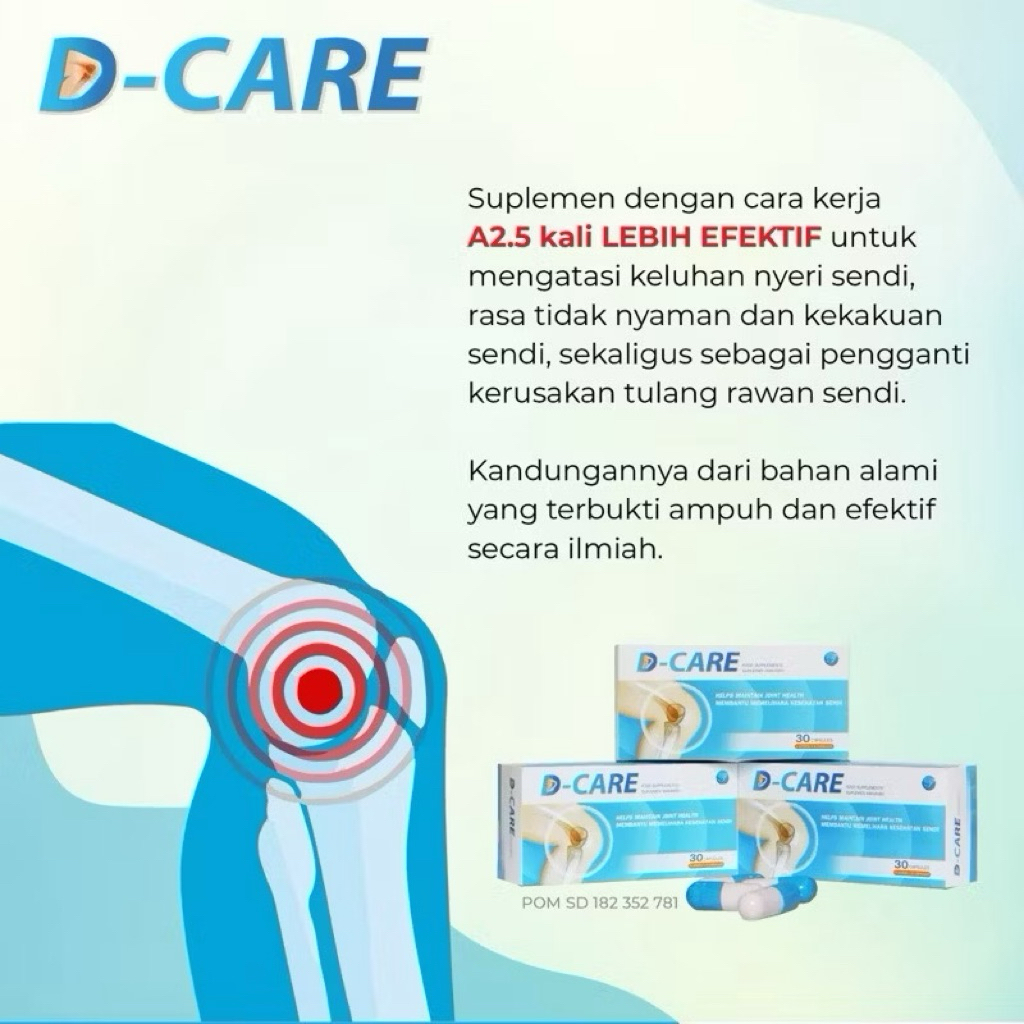 Suplemen Nyeri Sendi Lutut D-CARE (STRIP) Kesehatan Sendi Terbukti Terjamin