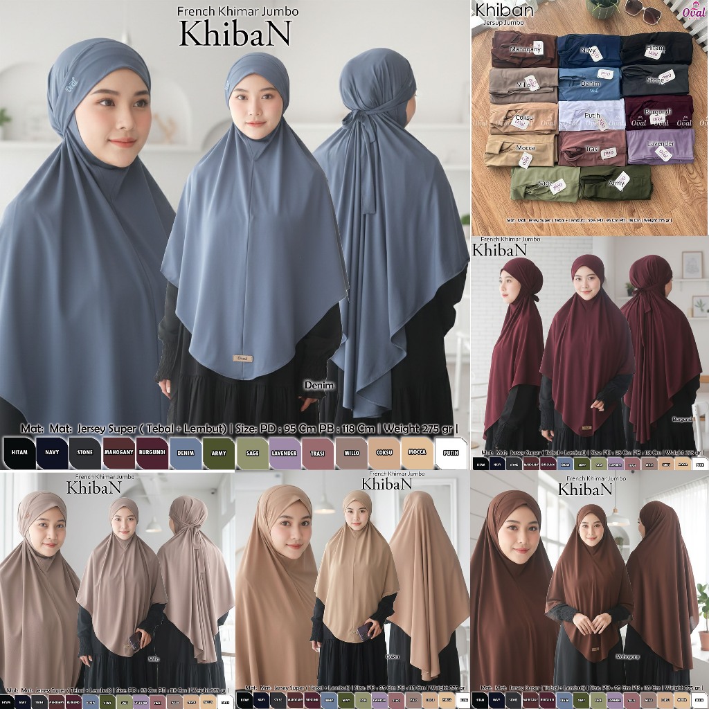 French Khimar Jumbo Jersey Super Tebal dan Lembut (KHIBAN) By Oval Hijab