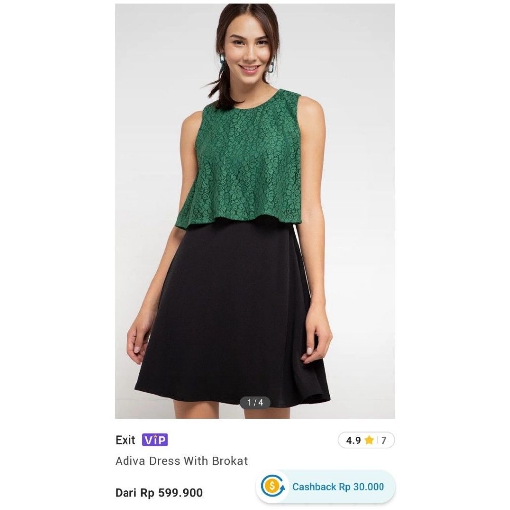 Promo Dress Brokat Flowy Furing Terusan Exit lightly used