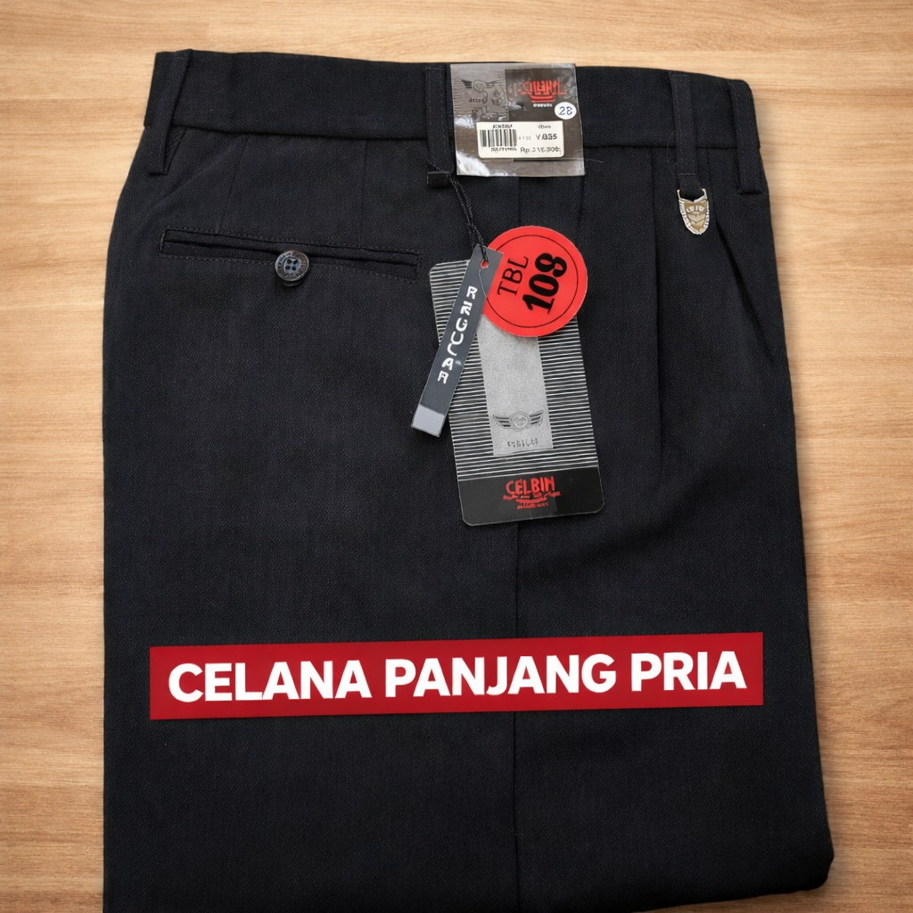 CELANA FORMAL DEWASA CALBIN ORIGINAL TEBAL HITAM 27-38