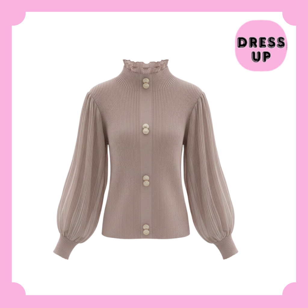 [DRESS.UP] BJ4139 Turtleneck Korean Style Atasan Rajut Import Lengan Panjang Mewah dan Elegan