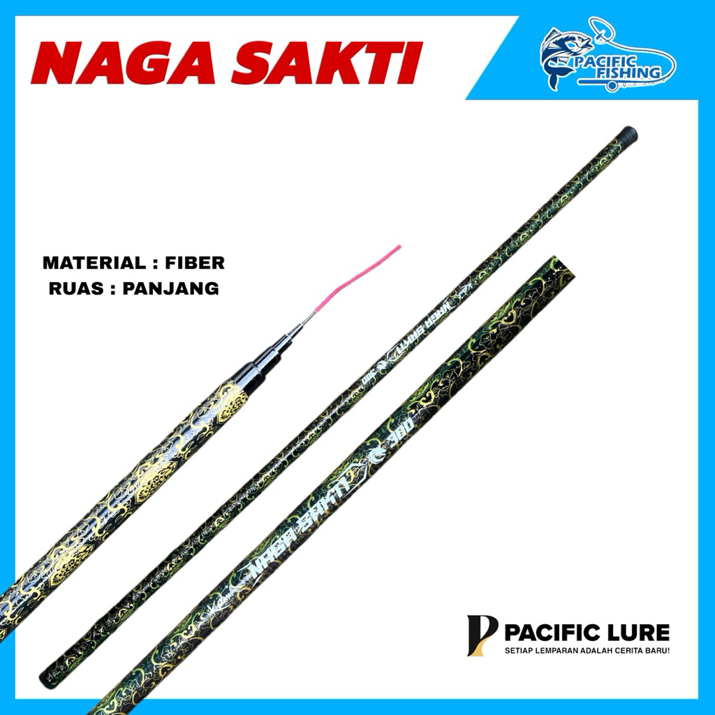 Joran tegek fiber Naga sakti 180cm - 450cm action lentur
