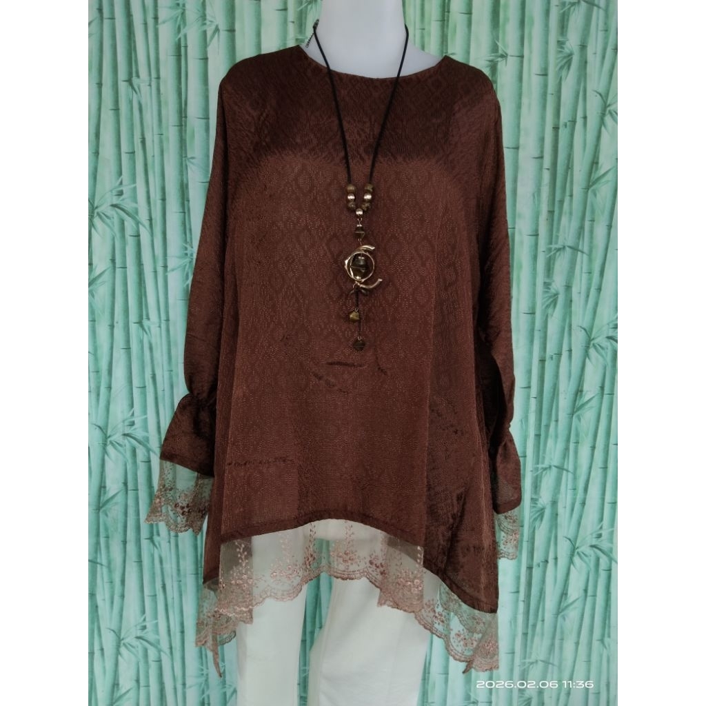 BLOUSE AMEERA RENDA BAHAN VISCOSE SEMI SUTRA BY FARIZA BATIK