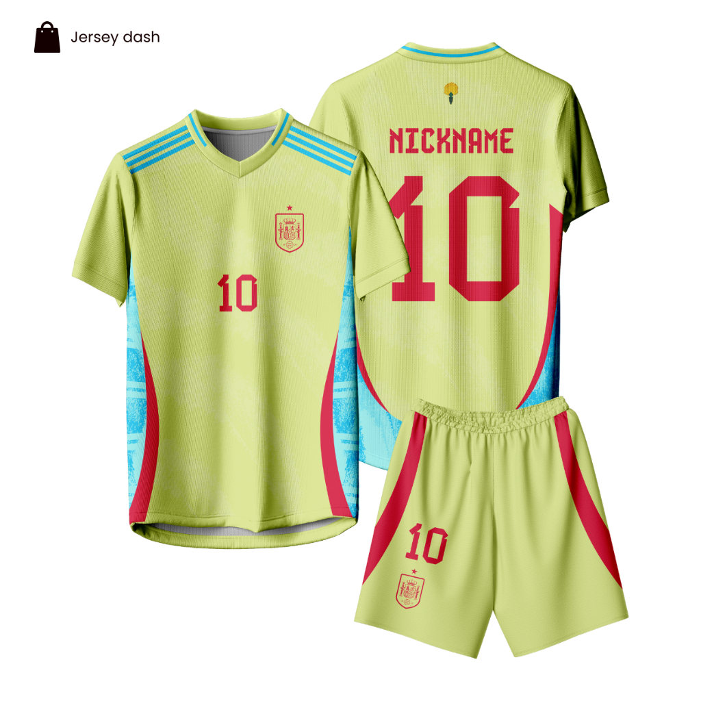 Jersey Euro 2024 Spanyol Away Dryfit Custom Nama Anak Dewasa Multi Ukuran
