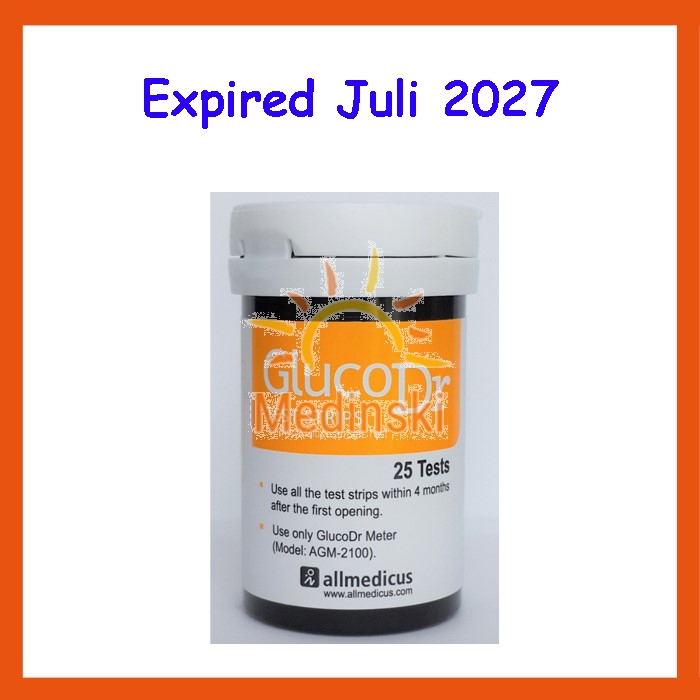 Strip GlucoDr BioSensor Isi 25 Stik Kode 8 Gluco Dr Tes Cek Gula Darah GDS AGM-2100 AGM2100