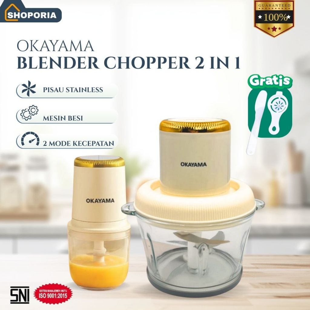 Penggiling Daging Blender Chopper 2in1 Stainless Steel OKAYAMA