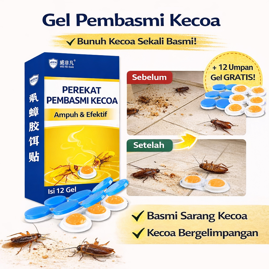 Pembasmi Kecoa Tercepat - Gel Racun Kecoa Membunuh dalam 24 Jam & Hancurkan Sarangnya - Anti Kecoa B